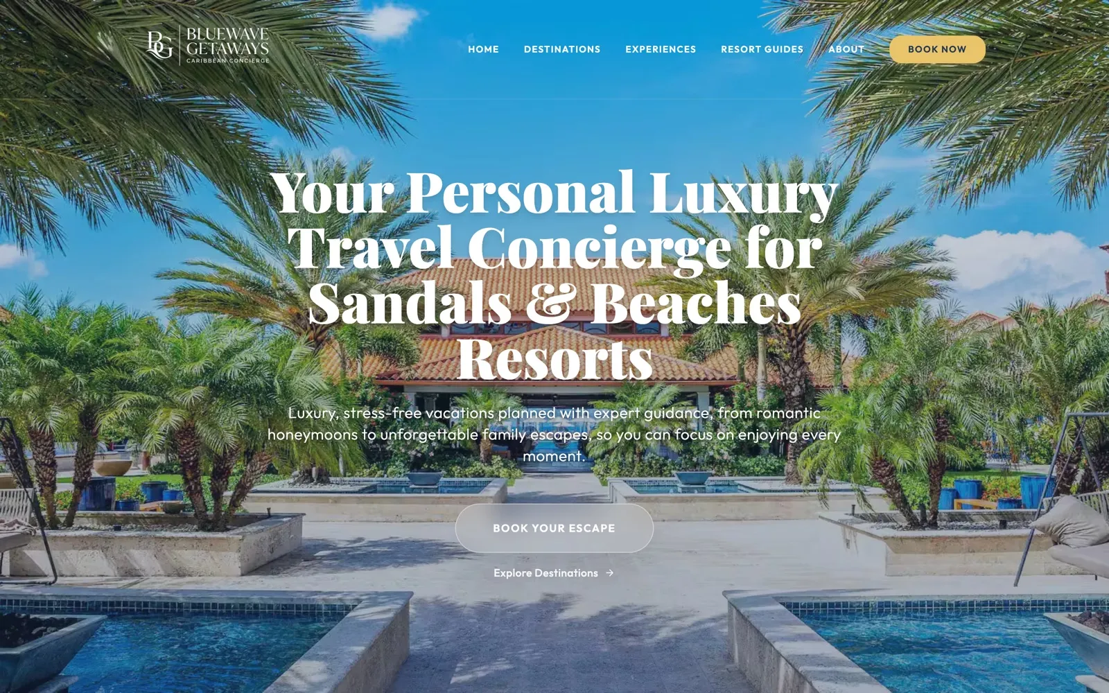 Sitio web de Bluewave Getaways, turismo · concierge de viajes, en Panamá